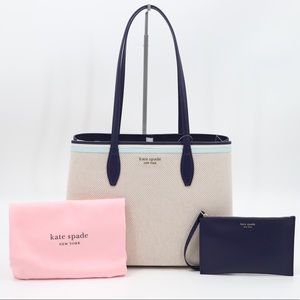 New Kate Spade All Day Canvas and Leather Tote with Removable Wristlet Pouch
